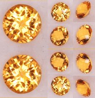 9 mm, Gold Orange Citrine Round Checkboard