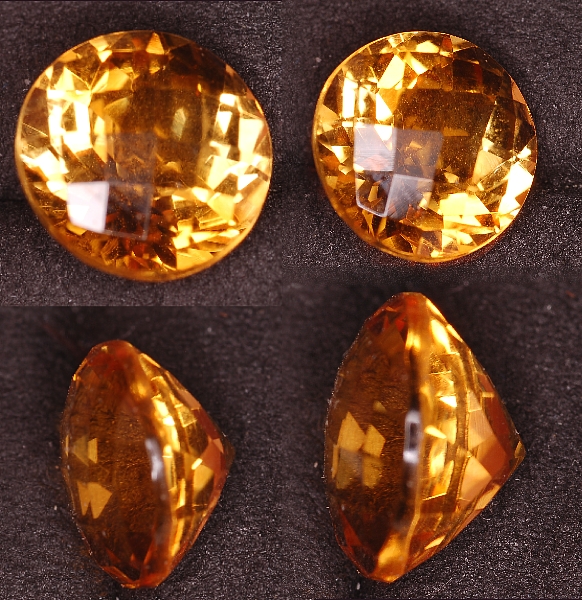 10 mm, Gold-orange Citrine-round checkboard