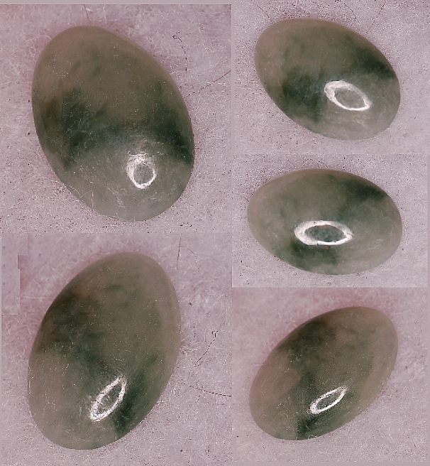 17x12mm,Mottled Green Jade-Oval-Cab
