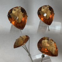 19 x 15mm, Lite Madeira Citrine Lab Pear Checkboard