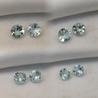 6 mm, Pair Of Aqua Aquamarine Round