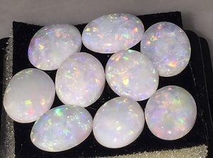 8 x 6mm, Crystal White Opal Oval Cab [1561]