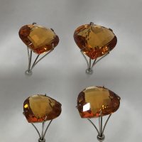 15 mm, Gold Orange Citrine Lab Heart (SweetHeart) Checkboard