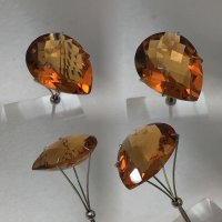 20 x 15mm, Lite Madeira Citrine Lab Pear Checkboard