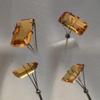 14.75 x 8mm, Gold Orange Citrine Lab Emerald