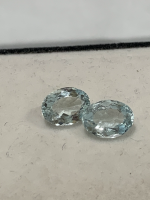 9.75 x 7.25mm, Pr of Blue Aquamarine oval