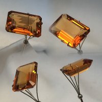 17.4 x 12.8mm, Lite Madeira Citrine Lab Emerald