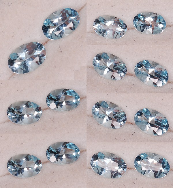 6 x 4mm 1 Pr. Lite Blue Aquamarine Oval [4146] - $48.00 | Gemstones at ...