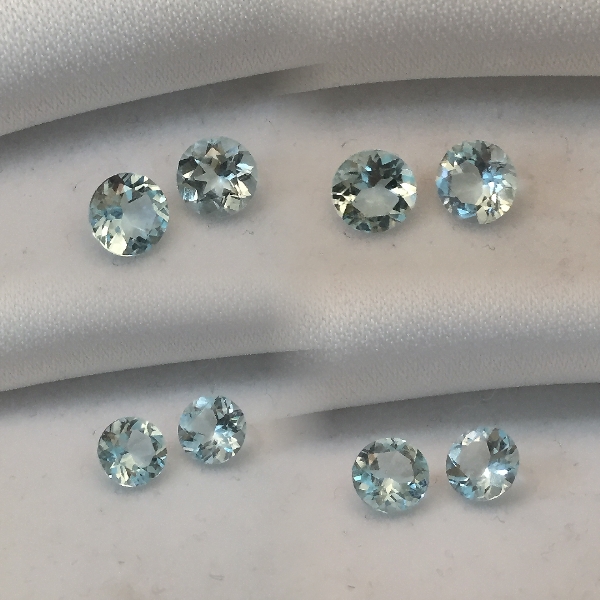6 mm Pair Of Aqua Aquamarine Round [4463] - $101.25 | Gemstones at New ...