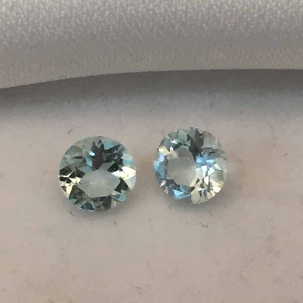 6 mm Pair Of Aqua Aquamarine Round [4463] - $101.25 | Gemstones at New ...