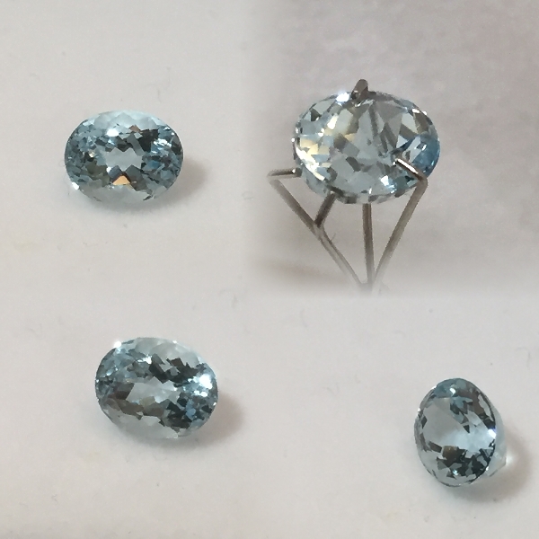 8.25 x 7.25mm Blue Aquamarine Oval [8916] - $84.75 | Gemstones at New ...