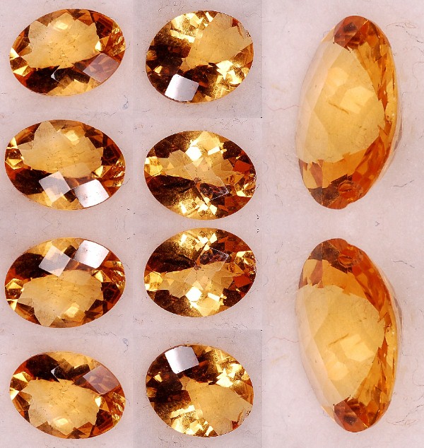 9 x 7mm Gold Orange Citrine Oval Checkboard [4344] 29.25 Gemstones